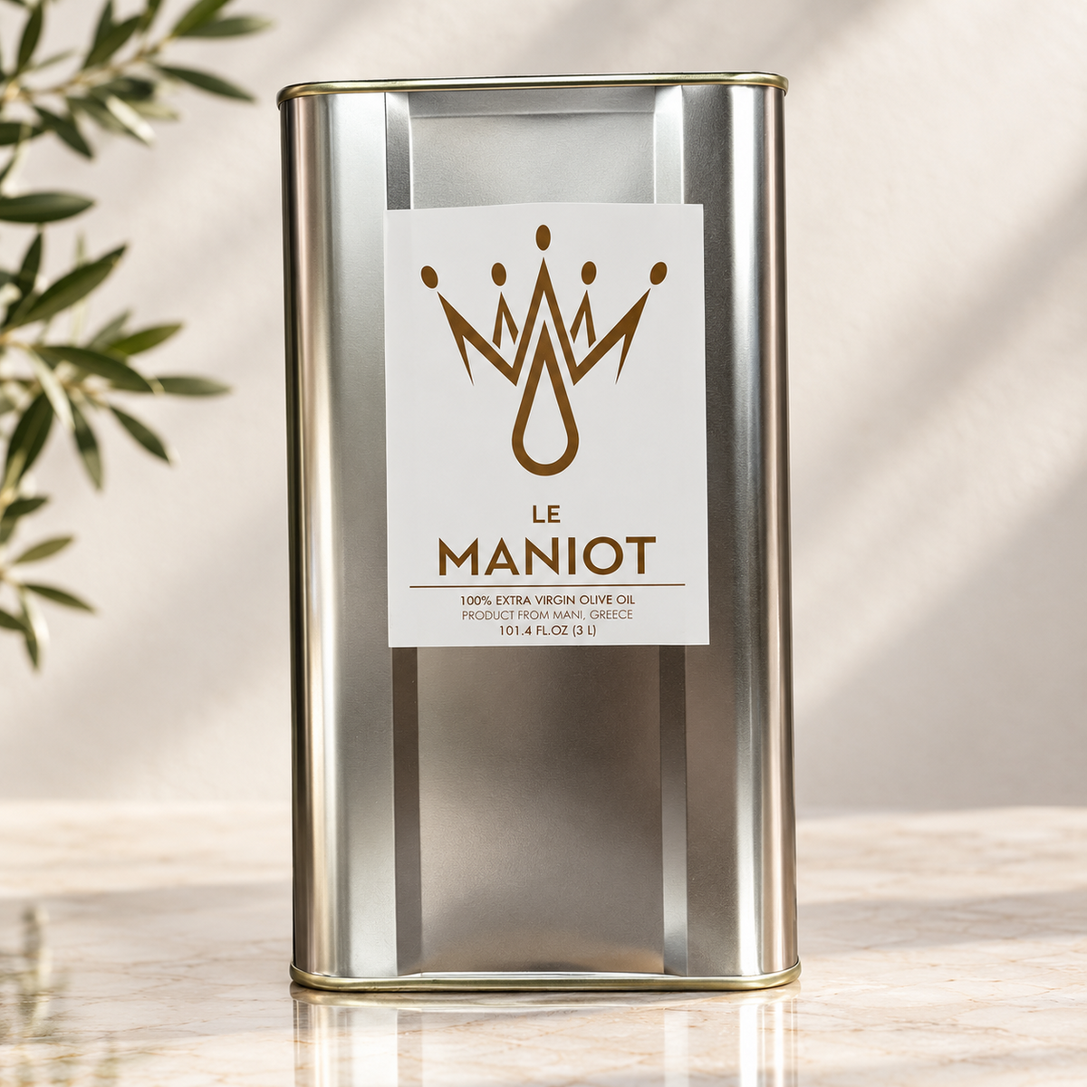 Le Maniot Extra Virgin Olive Oil 3 liter tin, Mani Greece